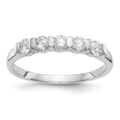 14K Weißgold Ehering mit 5 echten Diamanten