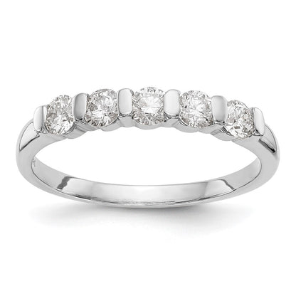 14K Weißgold Ehering mit 5 natürlichen Diamanten, 0,465 ct. Gesamtgewicht
