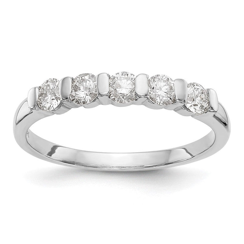 14K Weißgold Ehering mit 5 natürlichen Diamanten, kanalgefasst