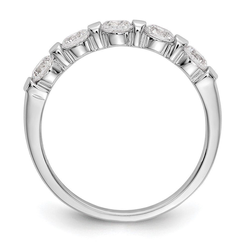 14K Weißgold Ehering mit 5 natürlichen Diamanten