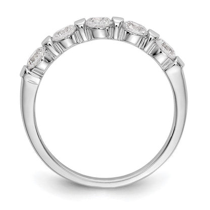 14K Weißgold Ehering mit 5 natürlichen Diamanten
