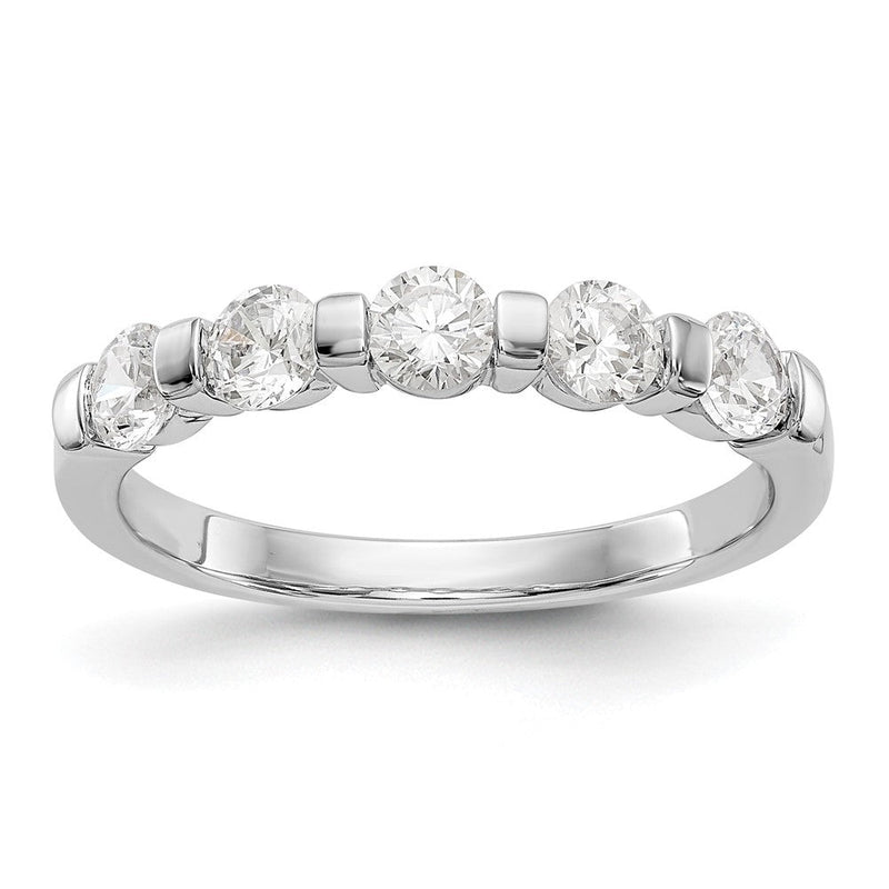 14K Weißgold Ring mit 5 natürlichen Diamanten, 0,75 ct. Gesamtgewicht