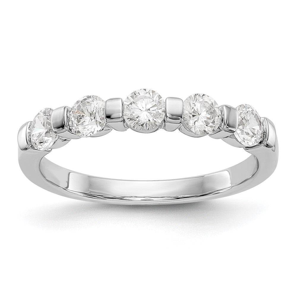 14K Weißgold Ehering mit 5 natürlichen Diamanten