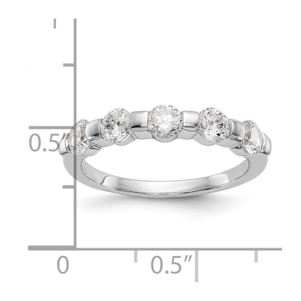 14K Weißgold 5 Stein Kanalfassung Set 1 Karat Komplett Rund Diamant Ring