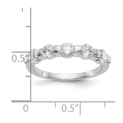 14K Weißgold 5 Stein Kanalfassung Set 1 Karat Komplett Rund Diamant Ring