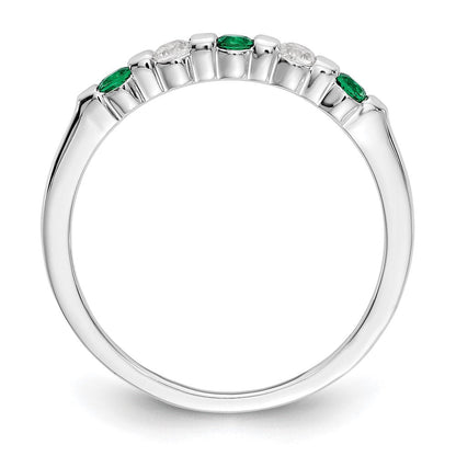 14K Weißgold Echt Diamant mit Smaragd Ring