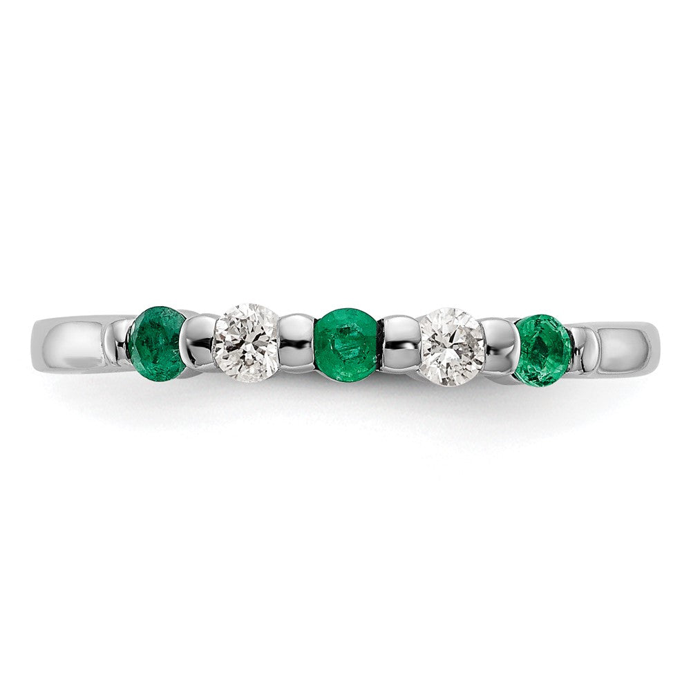 14K Weißgold Echt Diamant mit Smaragd Ring