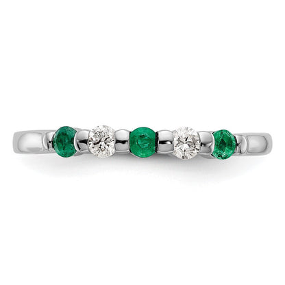 14K Weißgold Echt Diamant mit Smaragd Ring