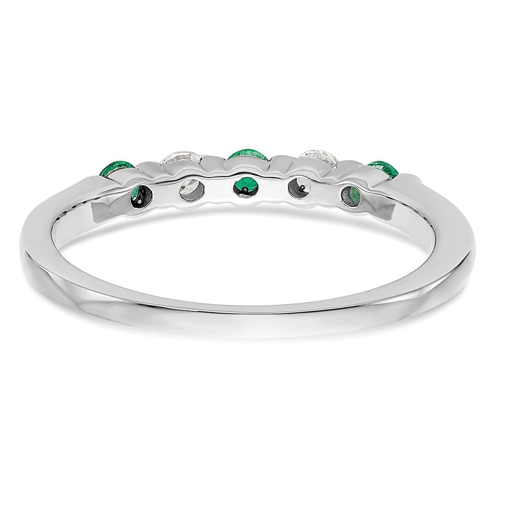 14K Weißgold Ring mit echten Diamanten und Smaragden