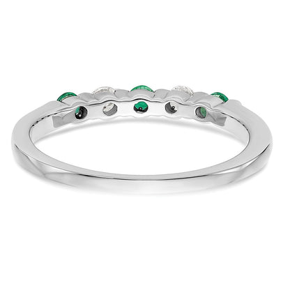 14K Weißgold Ring mit echten Diamanten und Smaragden