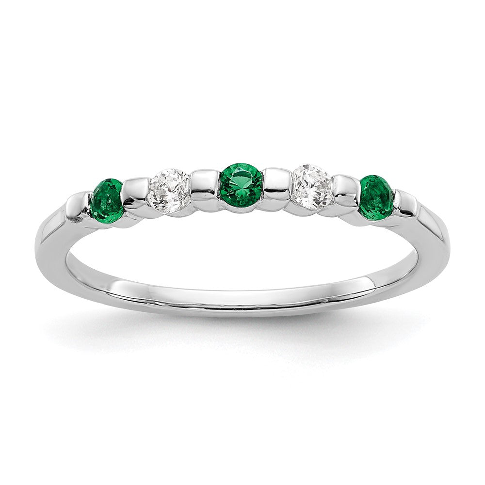 14K Weißgold Echt Diamant mit Smaragd Ring