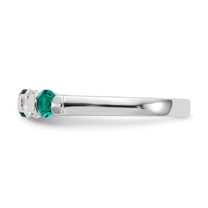14K Weißgold Echt Diamant mit Smaragd Ring