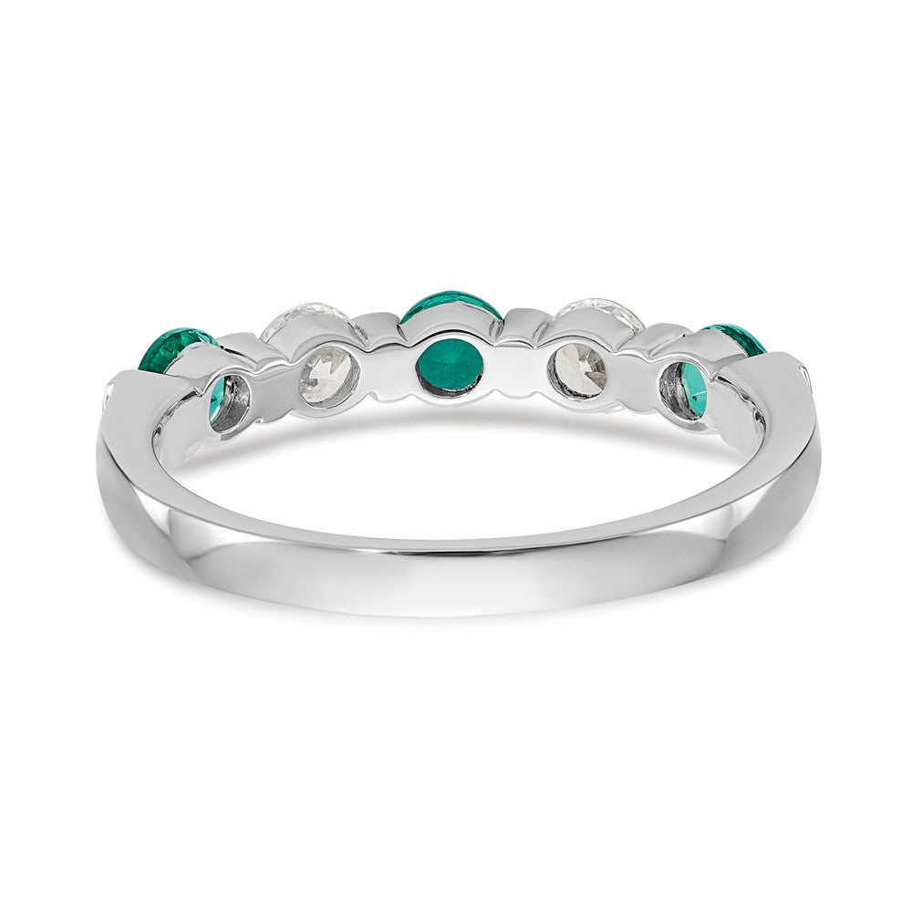 14K Weißgold Echt Diamant mit Smaragd Ring
