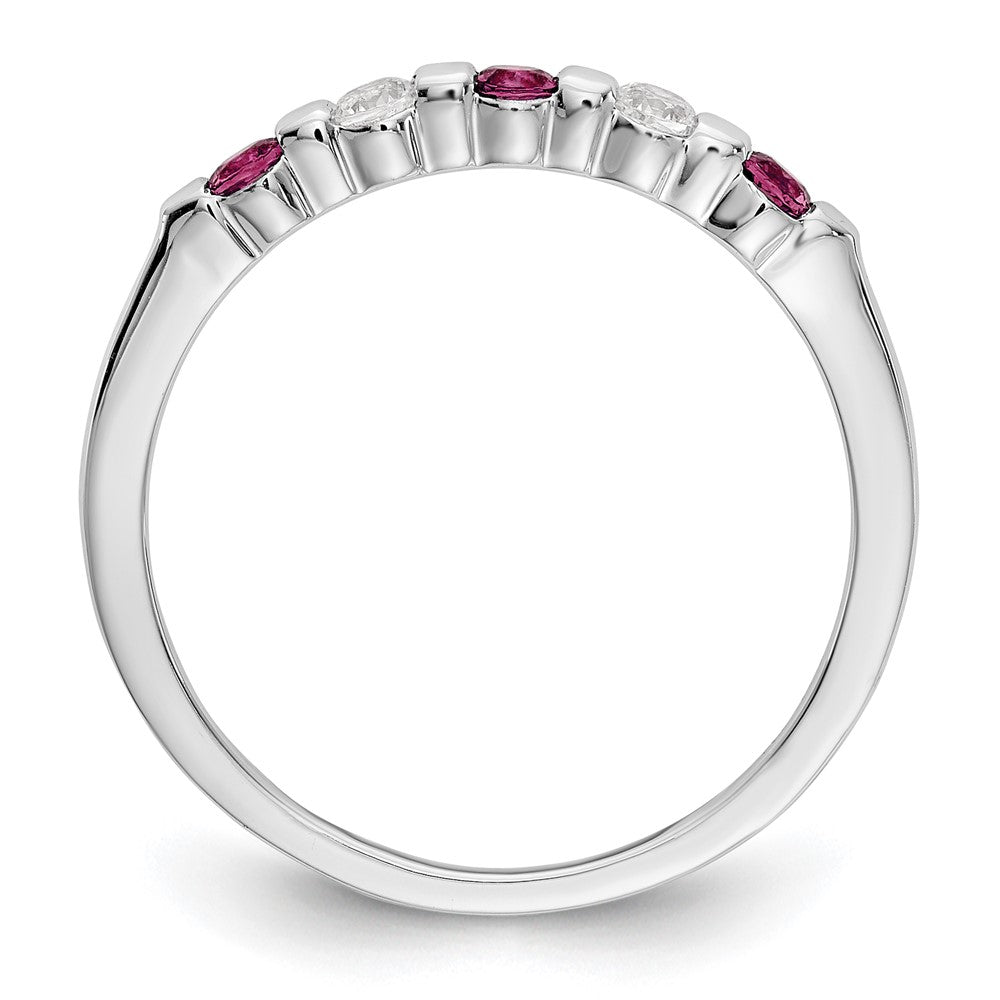 14K Weißgold Echt Diamant mit Rubin Ring