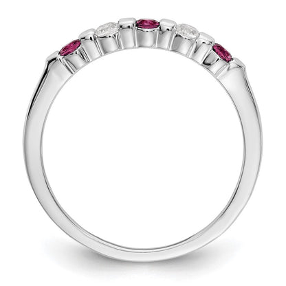 14K Weißgold Echt Diamant mit Rubin Ring