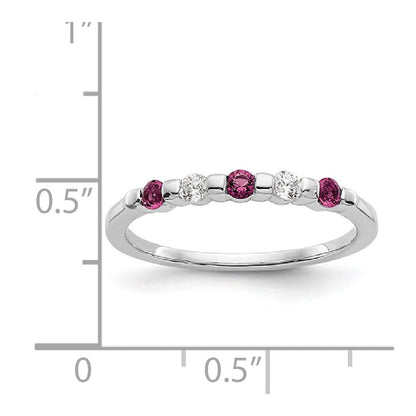 14K Weißgold Echt Diamant mit Rubin Ring