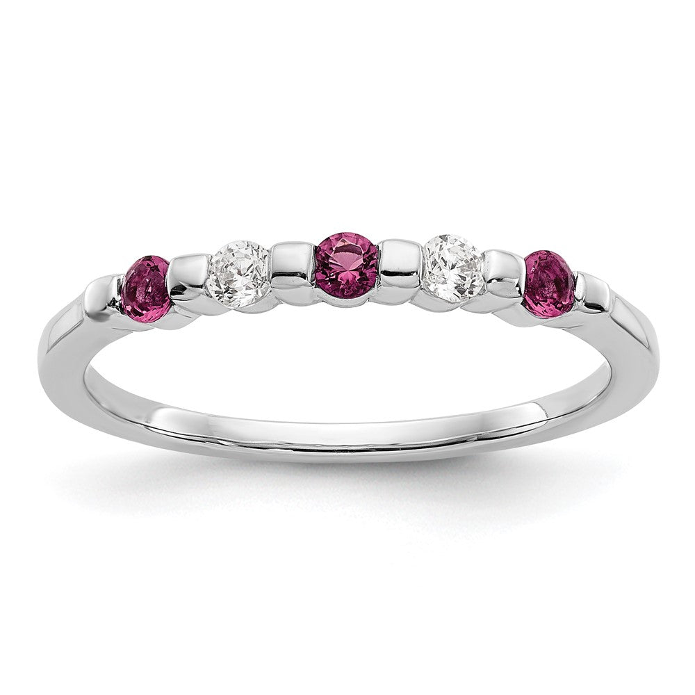 14K Weißgold Echt Diamant mit Rubin Ring