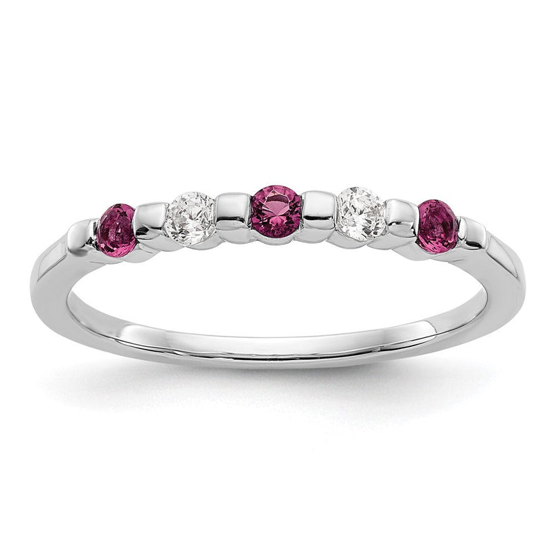 14K Weißgold Echt Diamant mit Rubin Ring