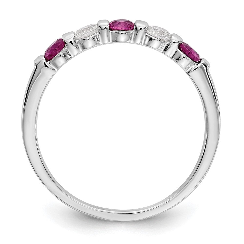 14K Weißgold Echt Diamant mit Rubin Ring