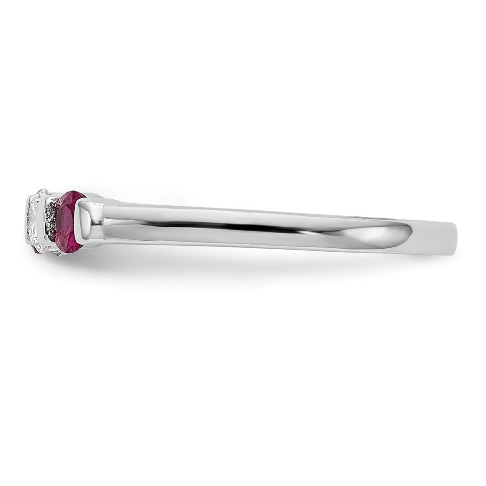 14K Weißgold Echt Diamant mit Rubin Ring