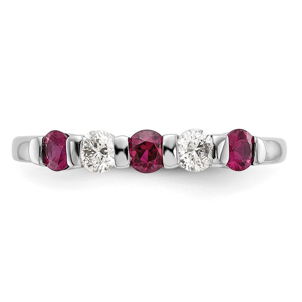 14K Weißgold Echt Diamant mit Rubin Ring