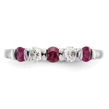 14K Weißgold Echt Diamant mit Rubin Ring
