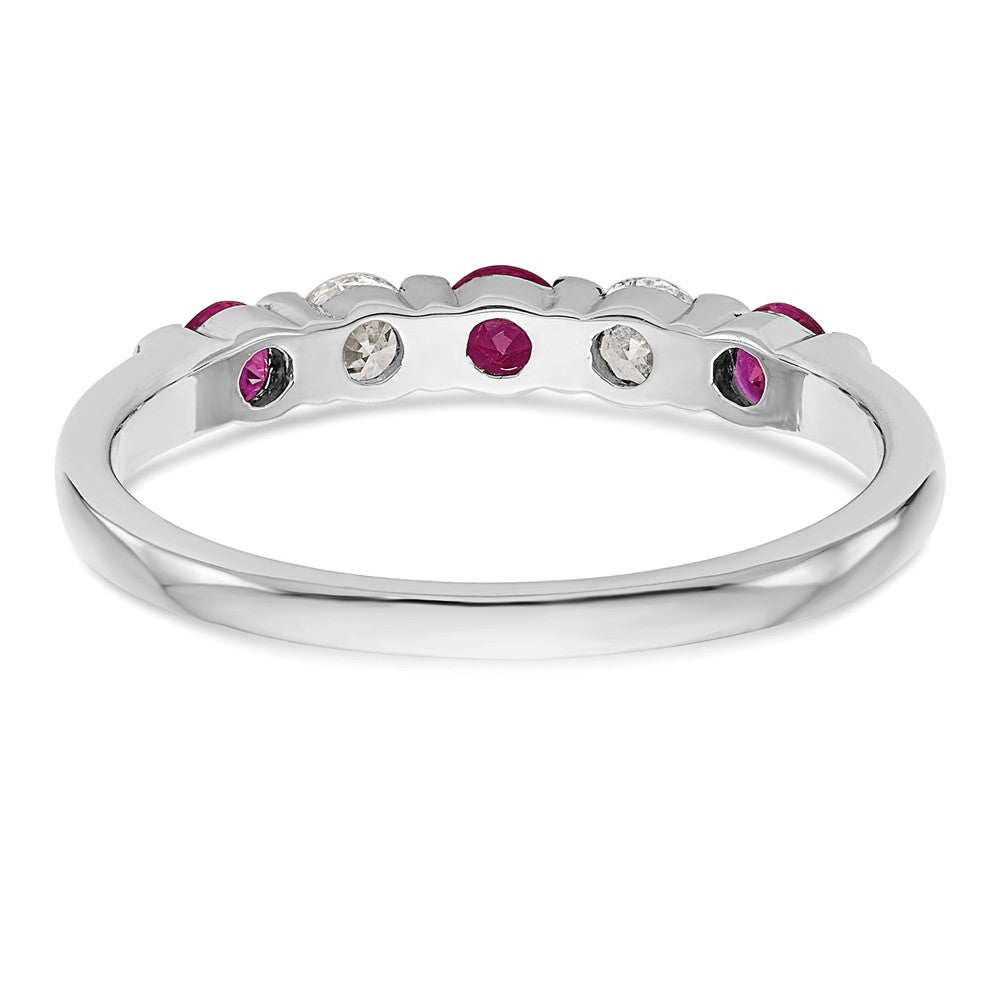 14K Weißgold Echt Diamant mit Rubin Ring
