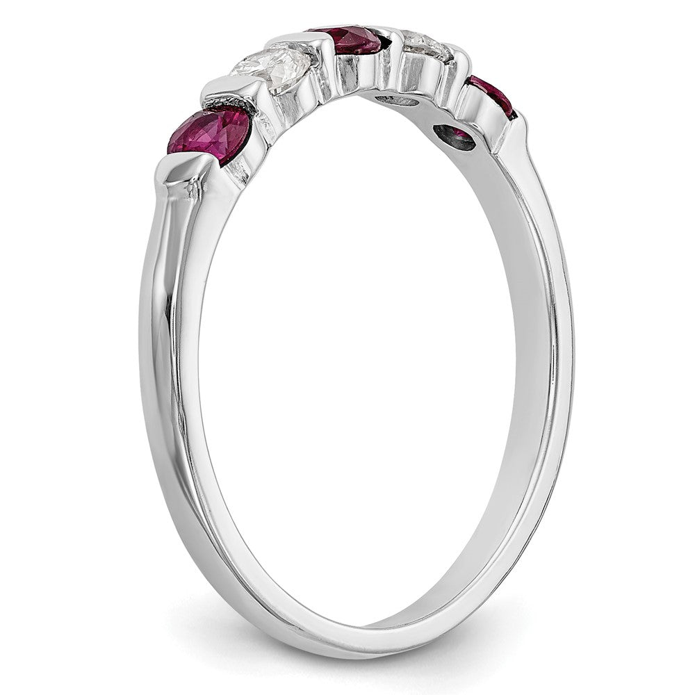 14K Weißgold Echt Diamant mit Rubin Ring