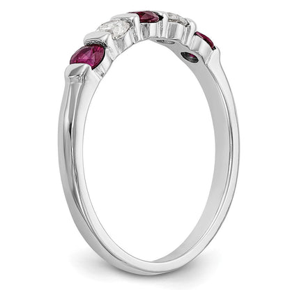 14K Weißgold Echt Diamant mit Rubin Ring