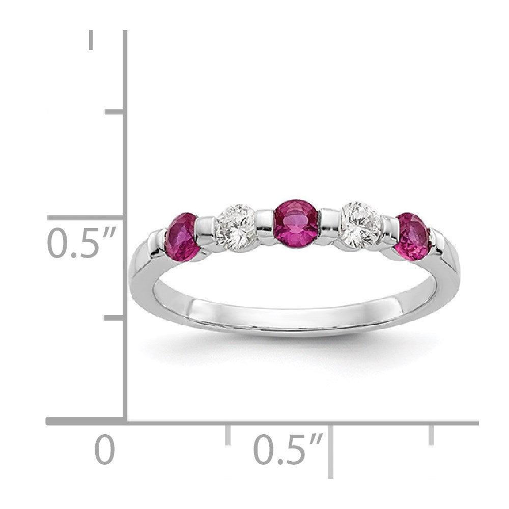 14K Weißgold Echt Diamant mit Rubin Ring