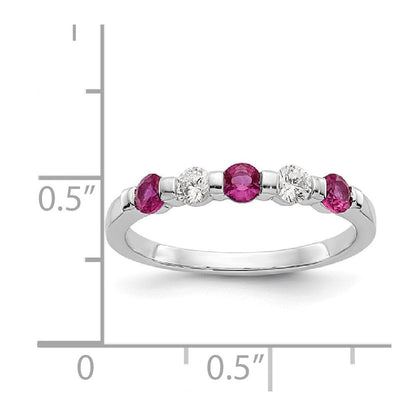14K Weißgold Echt Diamant mit Rubin Ring