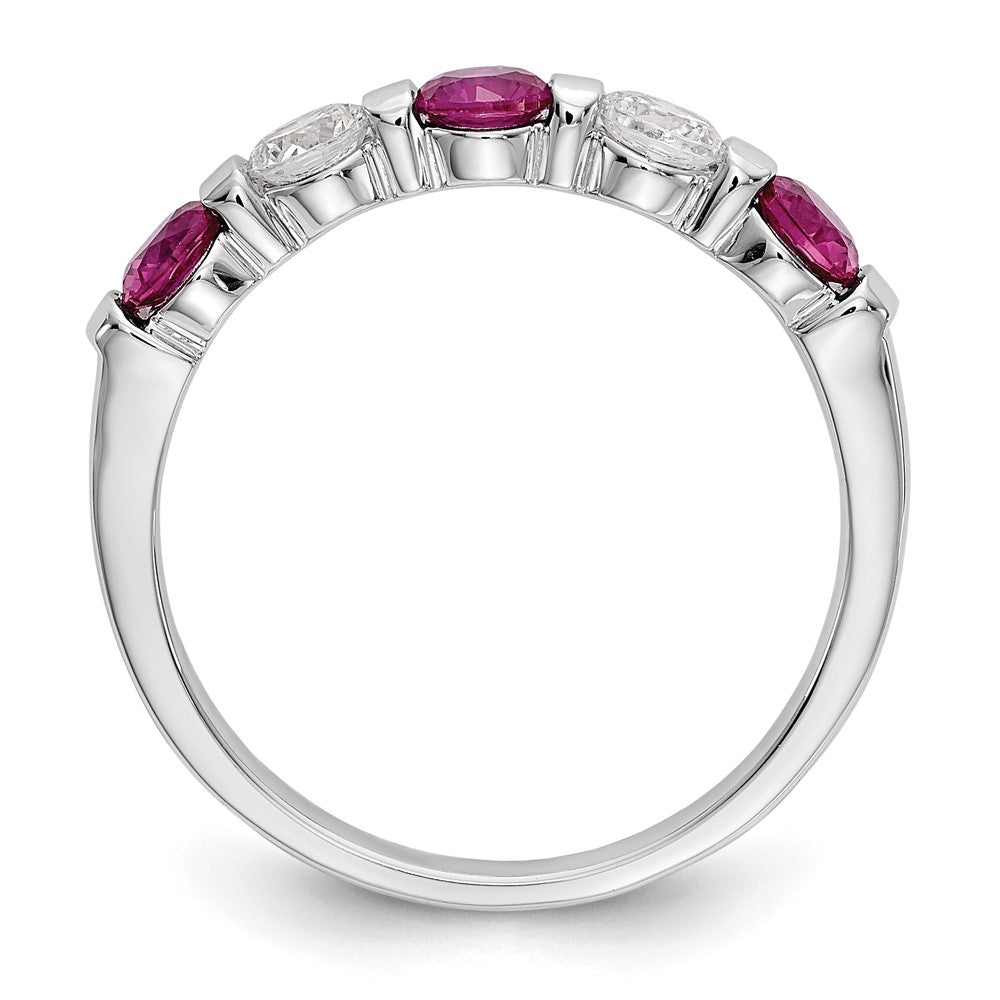 14K Weißgold Echt Diamant mit Rubin Ring