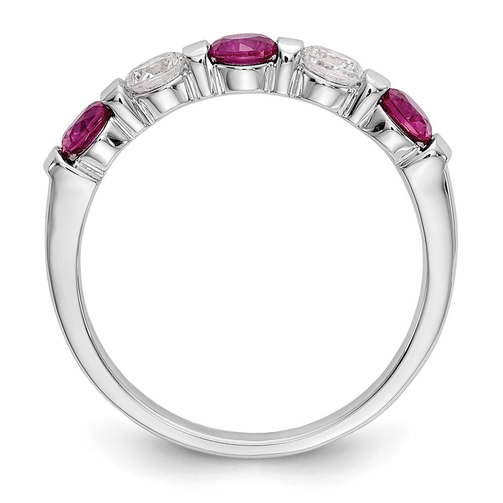 14K Weißgold Ehering mit natürlichen Diamanten und Rubin