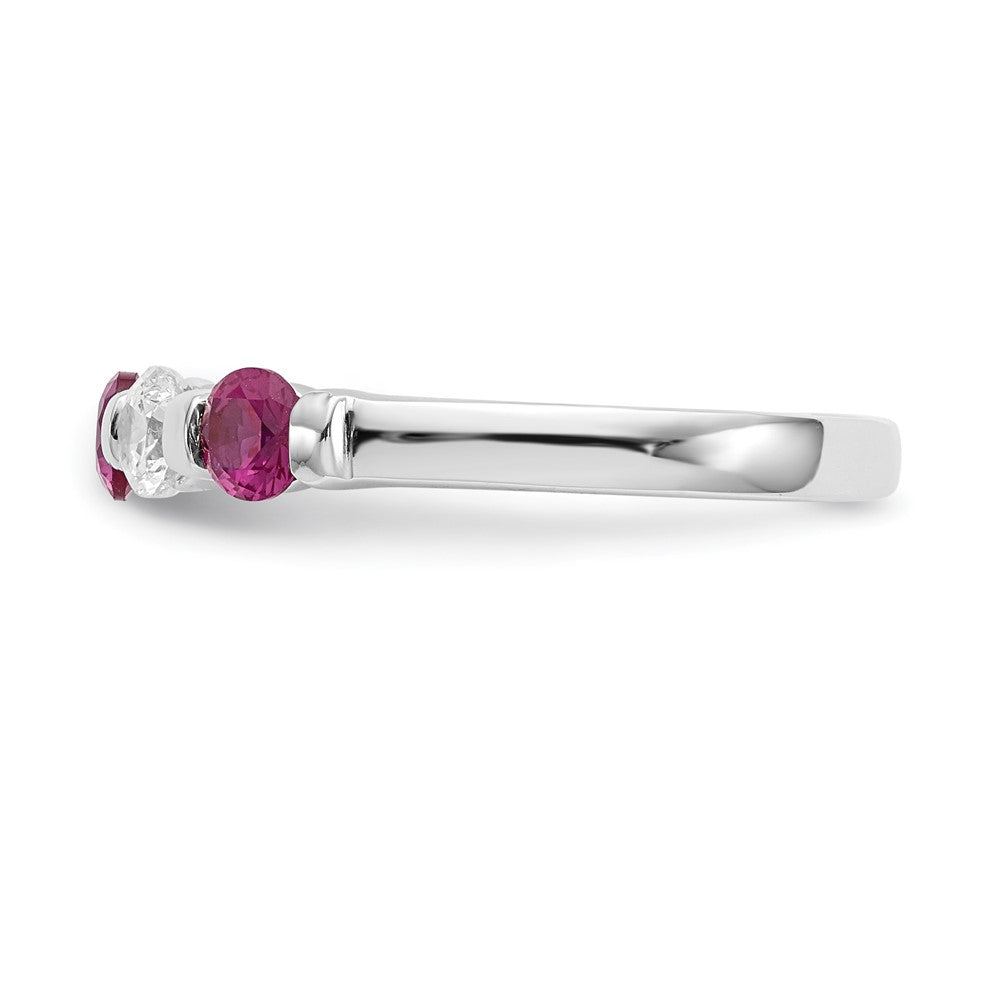14K Weißgold Echt Diamant mit Rubin Ring
