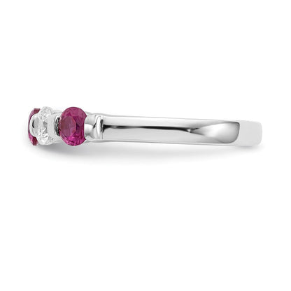 14K Weißgold Echt Diamant mit Rubin Ring