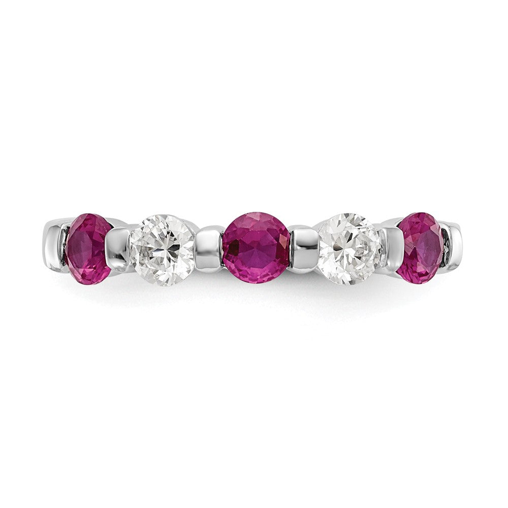 14K Weißgold Echt Diamant mit Rubin Ring