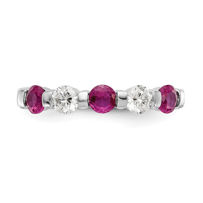 14K Weißgold Echt Diamant mit Rubin Ring
