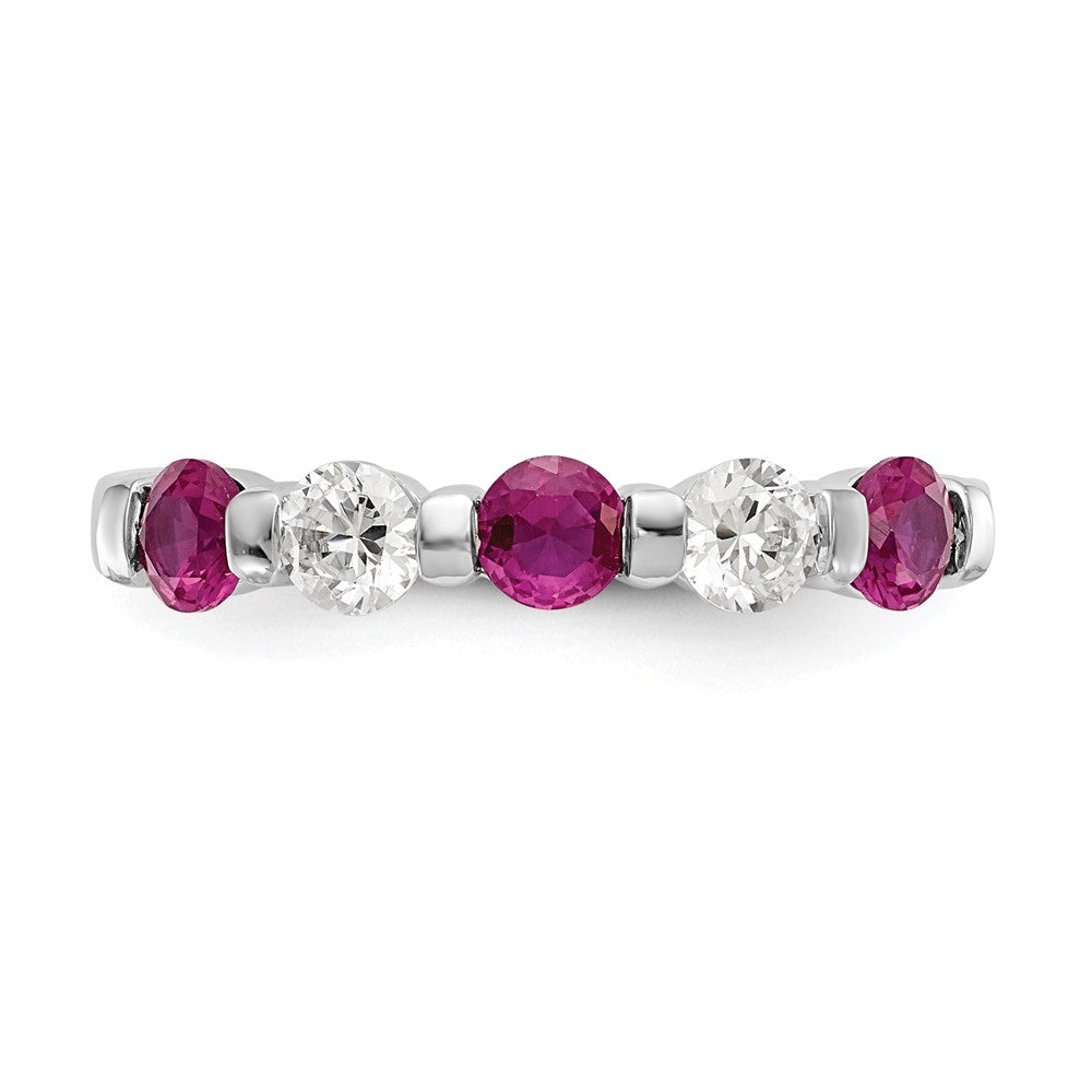 14K Weißgold Ehering mit natürlichen Diamanten und Rubin
