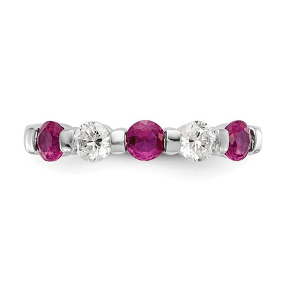 14K Weißgold Ehering mit natürlichen Diamanten und Rubin