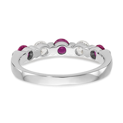 14K Weißgold Echt Diamant mit Rubin Ring