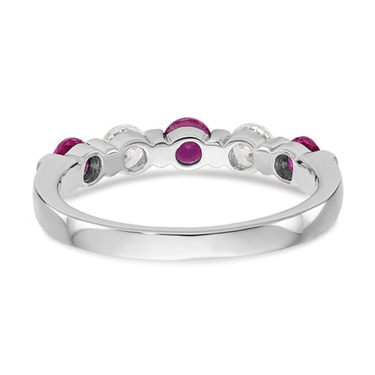 14K Weißgold Ehering mit natürlichen Diamanten und Rubin