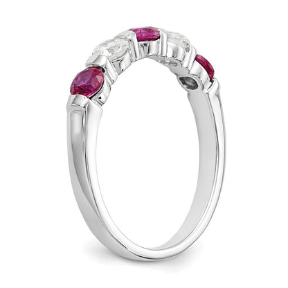 14K Weißgold Echt Diamant mit Rubin Ring