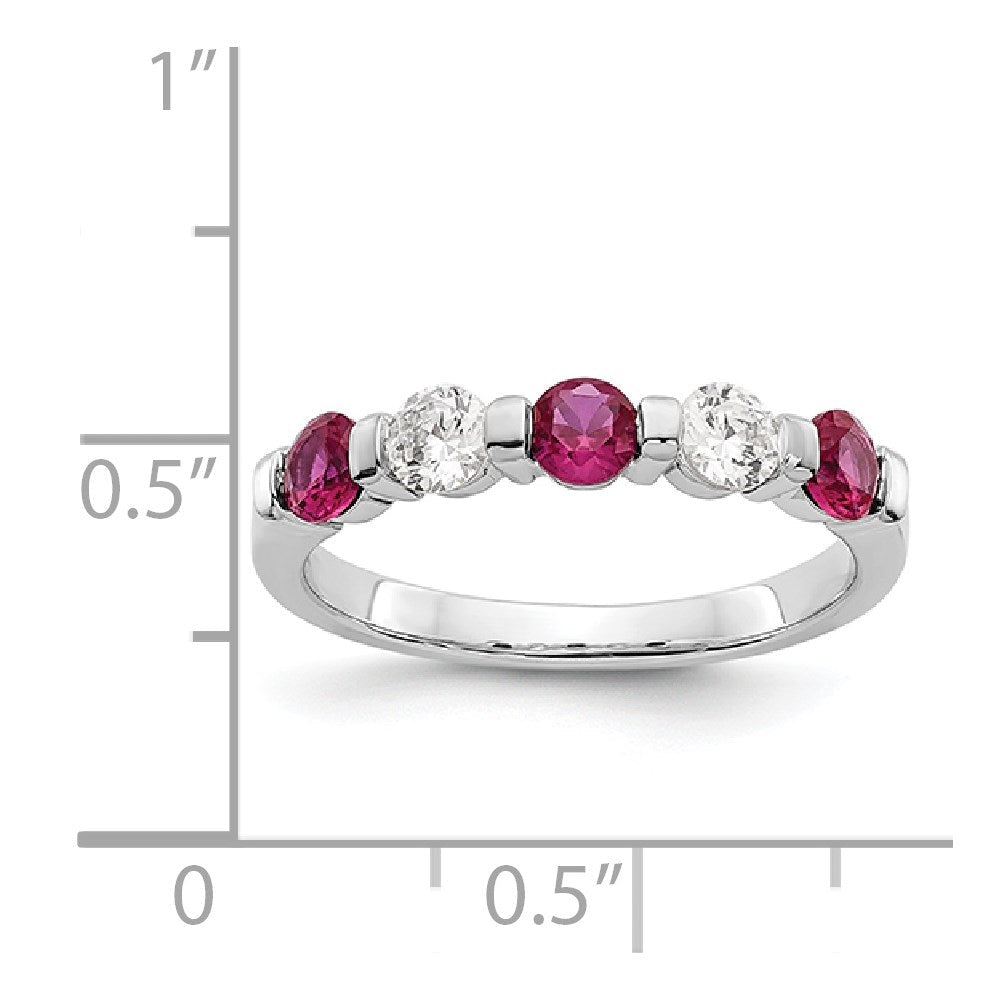 14K Weißgold Echt Diamant mit Rubin Ring
