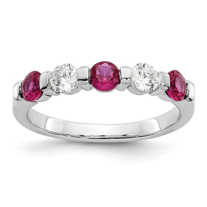 14K Weißgold Echt Diamant mit Rubin Ring