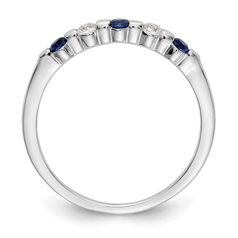 14K Weißgold Ehering mit natürlichen Diamanten und blauem Saphir