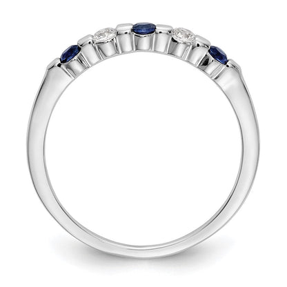 14K Weißgold Ehering mit natürlichen Diamanten und blauem Saphir