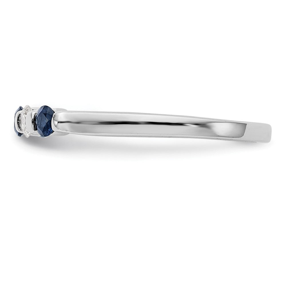 14K Weißgold Ehering mit natürlichen Diamanten und blauem Saphir