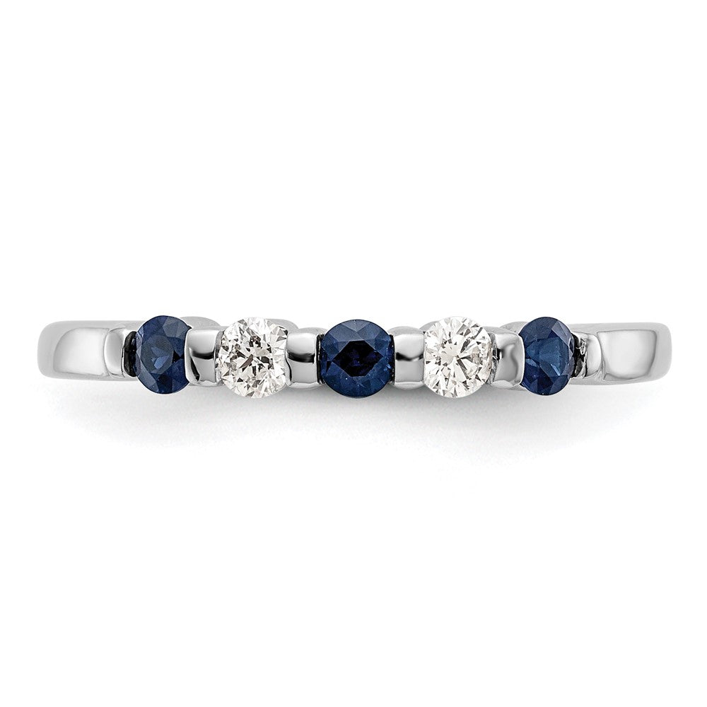 14K Weißgold Ehering mit natürlichen Diamanten und blauem Saphir