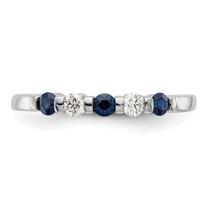14K Weißgold Ehering mit natürlichen Diamanten und blauem Saphir