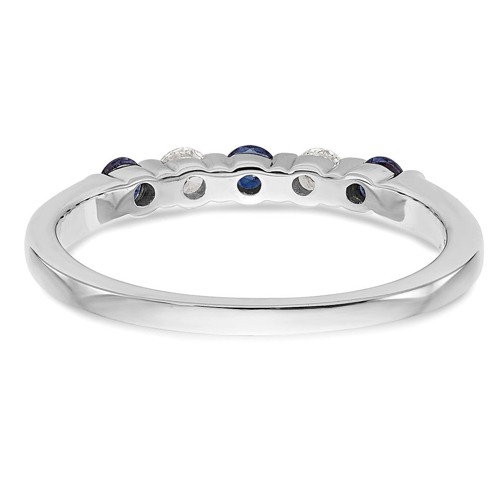 14K Weißgold Ehering mit natürlichen Diamanten und blauem Saphir